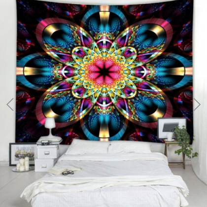 Fabric Wall Tapestry/throw Flower Mandala 91 X 71..