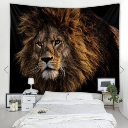 Fabric Wall Tapestry/throw Proud Lion 59 X 51..