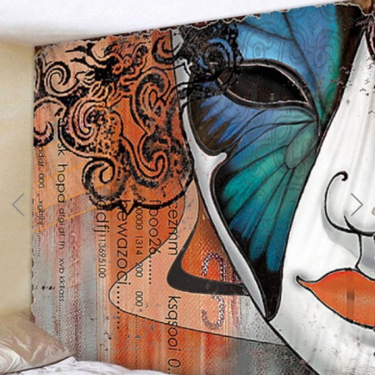 Fabric Wall Tapestry/throw Butterfly Face 71 X 79..