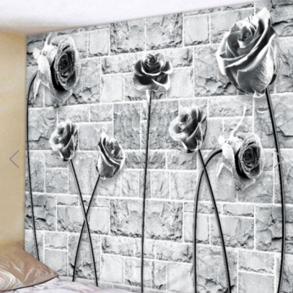 Fabric Wall Tapestry/throw Stone And Roses 59 X 51..