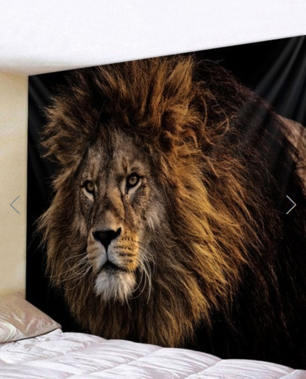 Fabric Wall Tapestry/throw Proud Lion 59 X 51 Inches