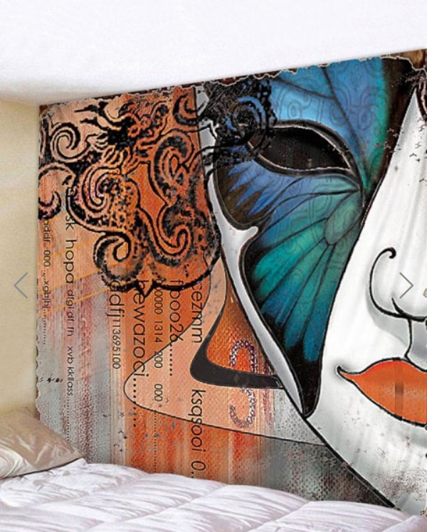 Fabric Wall Tapestry/throw Butterfly Face 71 X 79 Inches