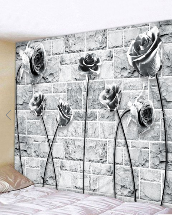Fabric Wall Tapestry/throw Stone And Roses 59 X 51 Inches